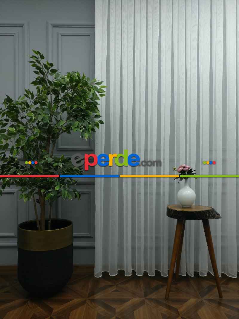 Düz Tül - Zemin Efektli Tül - Zırh Tül - Ütü İstemez- Ekru