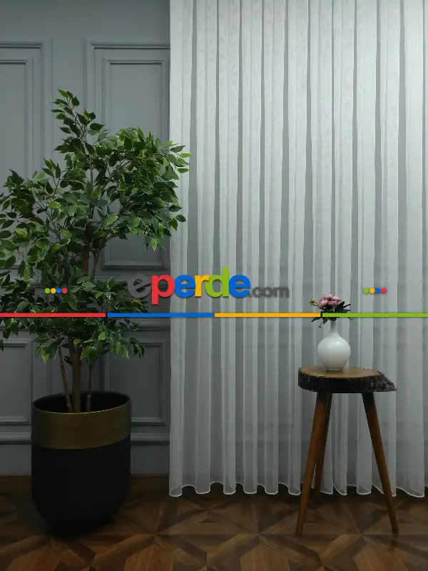 Salon Tül Perde - 2021 Sezonu - Düz Tül - Zemin Efektli Tül - Zırh Tül - Ütü İstemez- Ekru