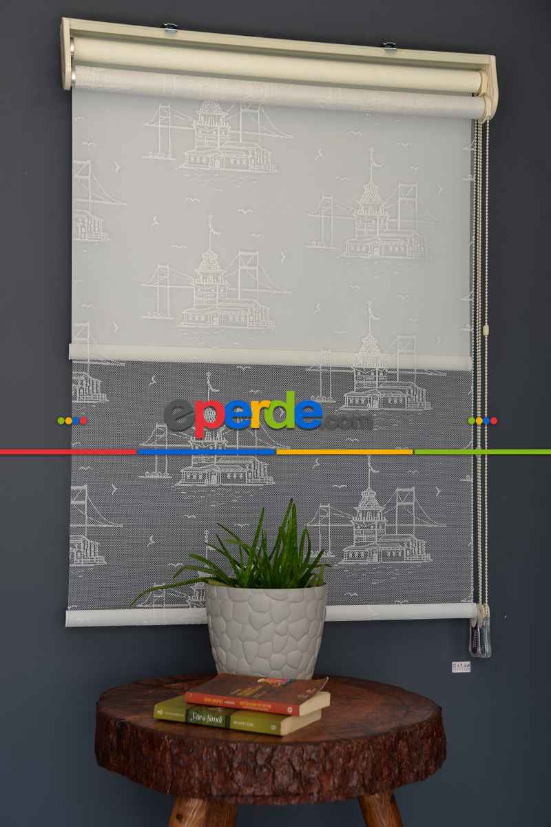 Halim Perdesan Dacuz-212 Beyaz Renk Etekli Veya Eteksiz Çift Mekanizmalı Tül Stor Perde