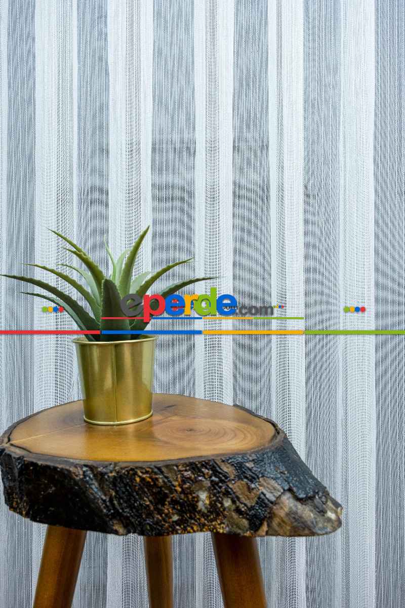 Mutfak - Makarna Çizgili Tül Perde 1.kalite