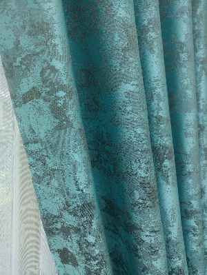 Patine Desenli Turkuaz - Katyonik Jakar Fon Perde- Turkuaz