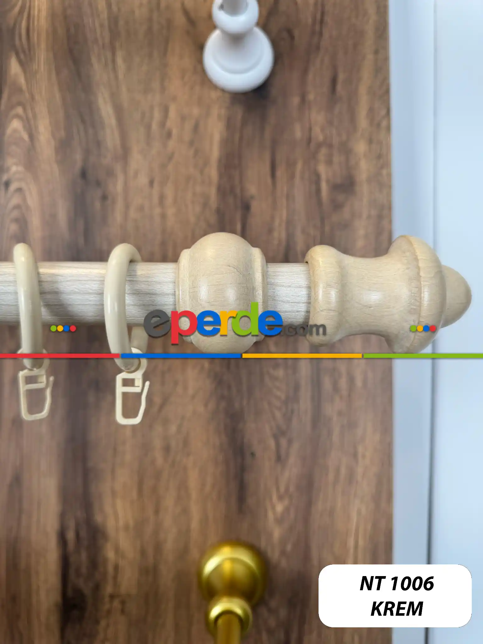 Akçaağaç Krem Raylı Veya Raysız Plastik Halkalı Rustik Perde Askısı