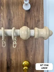 Akçaağaç Krem Raylı Veya Raysız Plastik Halkalı Rustik Perde Askısı