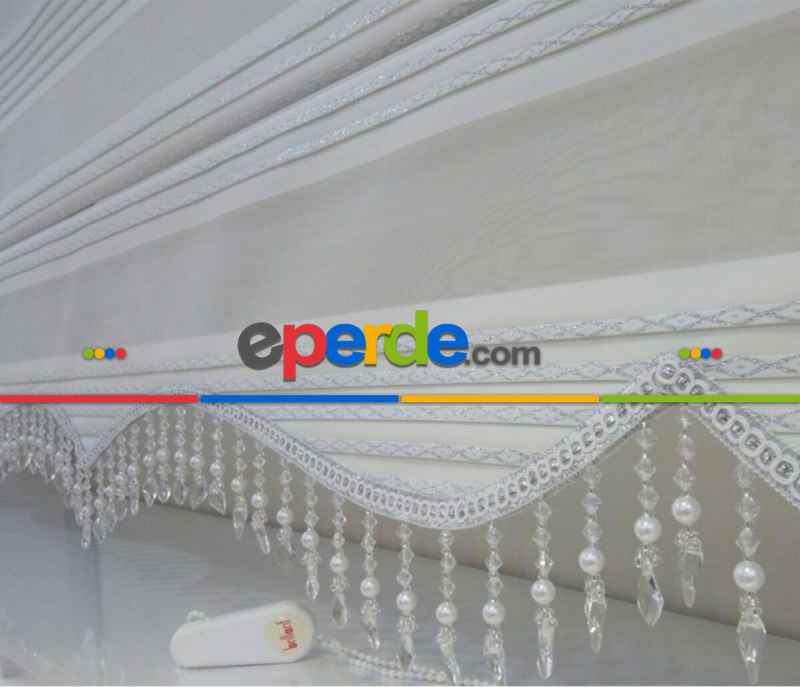 Brillant Boncuklu Zebra Perde Pliseli 1.kalite Kampanyalı Hazır Ölçüler 100cm X 120cm 