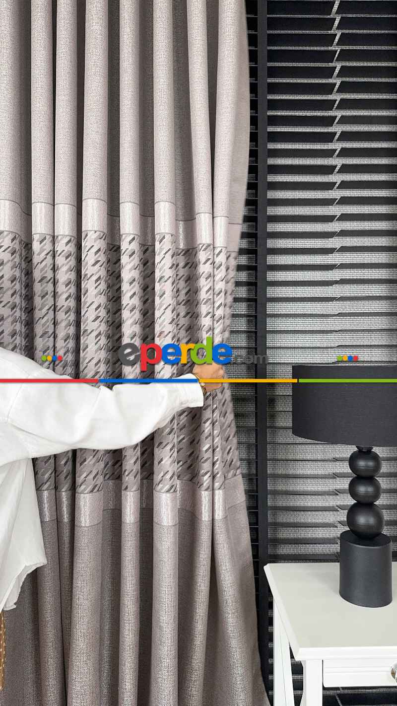 Gül Kurusu Fon Perde, Parlak Zemin, Kazayağı Desenli, Jakar Dokuma