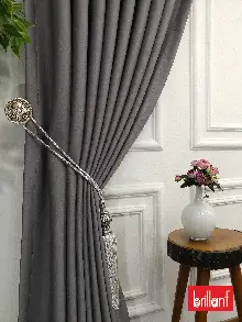 Brillant Karartma Blackout Koyu Gri Renk Fon Perde- Gri Koyu