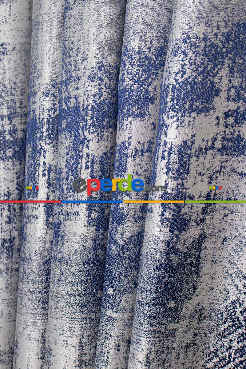 Jakar Dokuma Fon Perde - Mavi - Gri