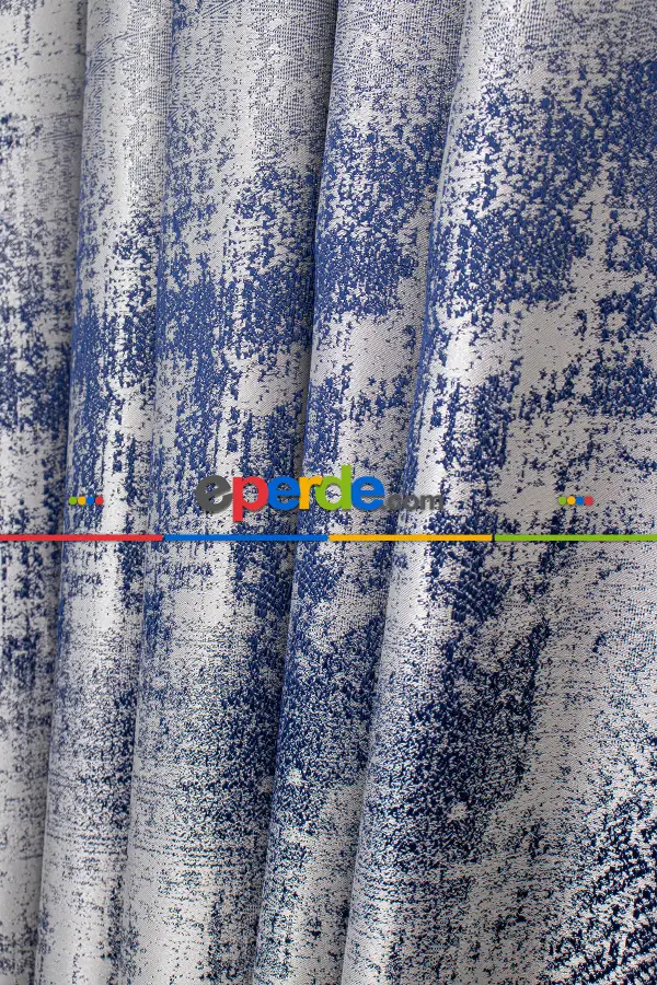 Jakar Dokuma Fon Perde - Mavi - Gri