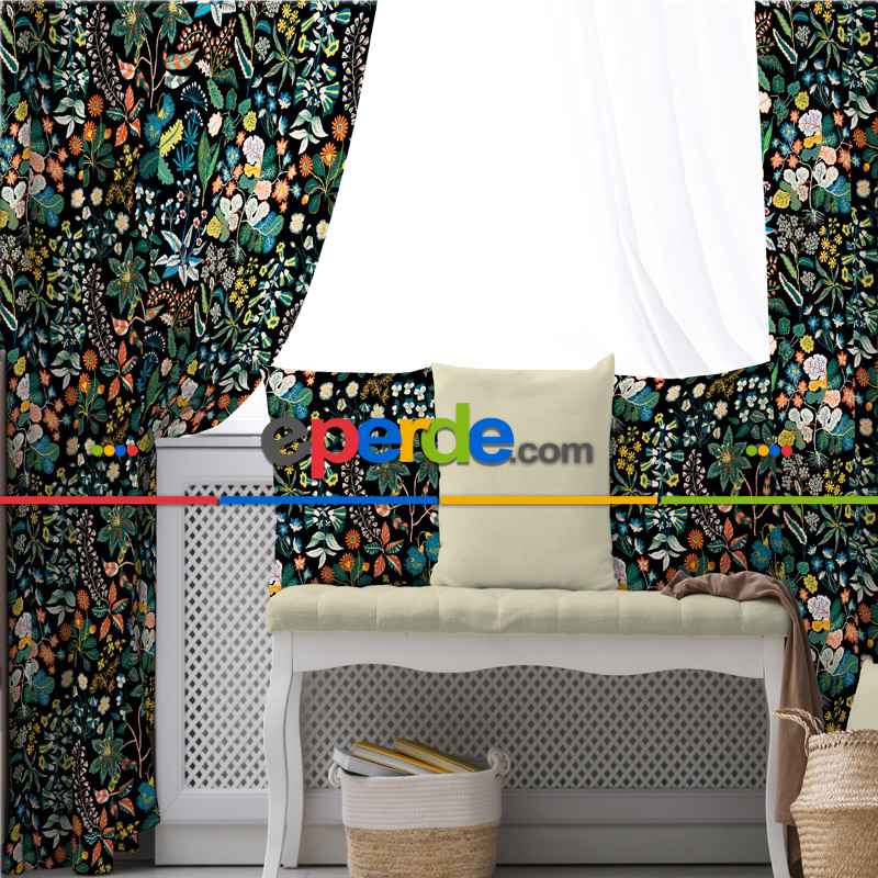 Çiçekli Fon Perde Evim 624 Kumaşı Kalındır Duck Bezi Değildir