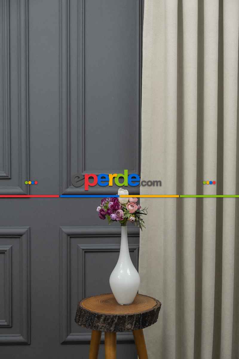 Açık Gri Düz Fon Perde Dökümlü Fon Perde 04