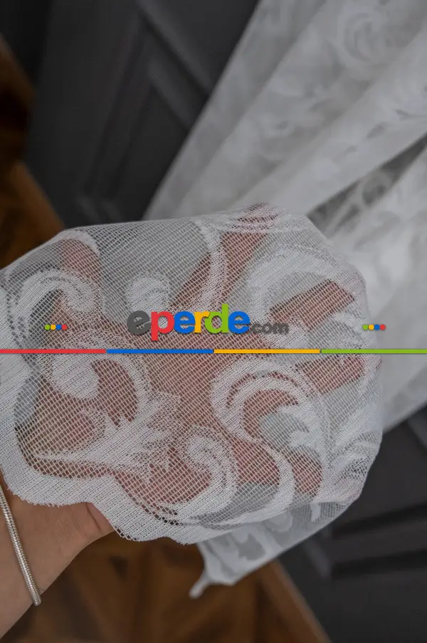 Taç Tül Kruvaze Şal Desen Tül Perde