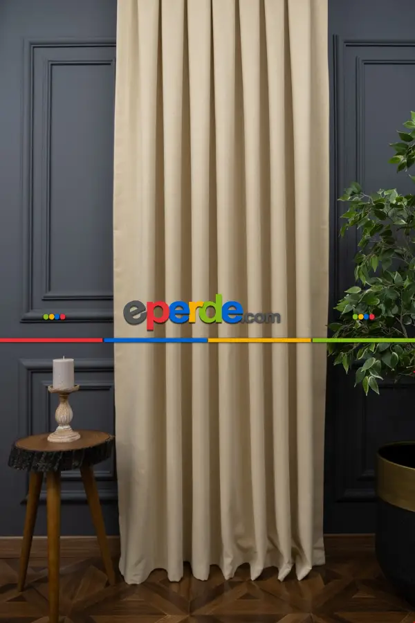 Düz Dökümlü Fon Perde - Açık Bej (dikim Ücreti Fiyata Dahildir)