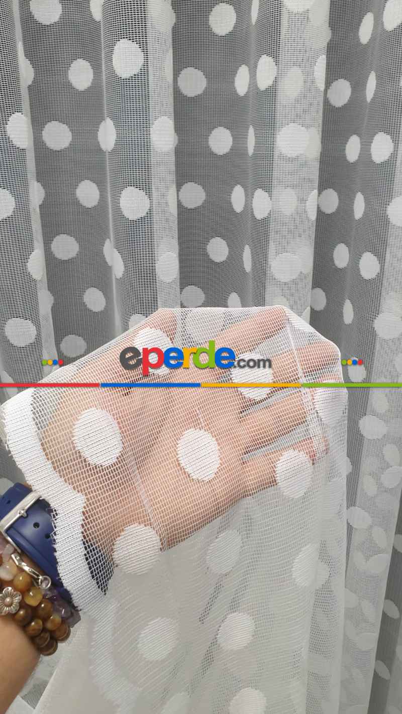Puantiyeli Desen Çocuk Ve Genç Odası Tül Perde