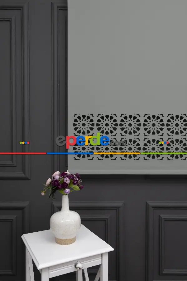 Salon Stor - Açık Gri Renk Lazer Kesim Mat Stor Perde (ister Düz - İster Lazer Kesimli Satın Alın)