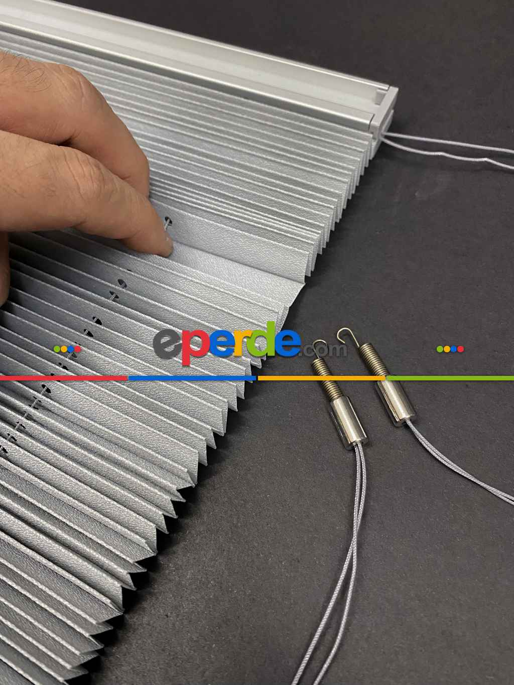 Mutfak - Plisel Perde, Gri Diamond Seri Cam Balkon Perdesi 1. Kalite Matkapsız Montaj Yaylı Sistem