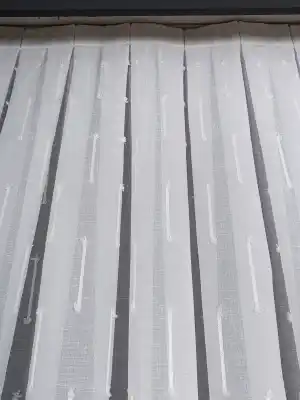 Minimal Çizgili Ekru Keten Tül Perde | Modern Ve Zarif Görünüm