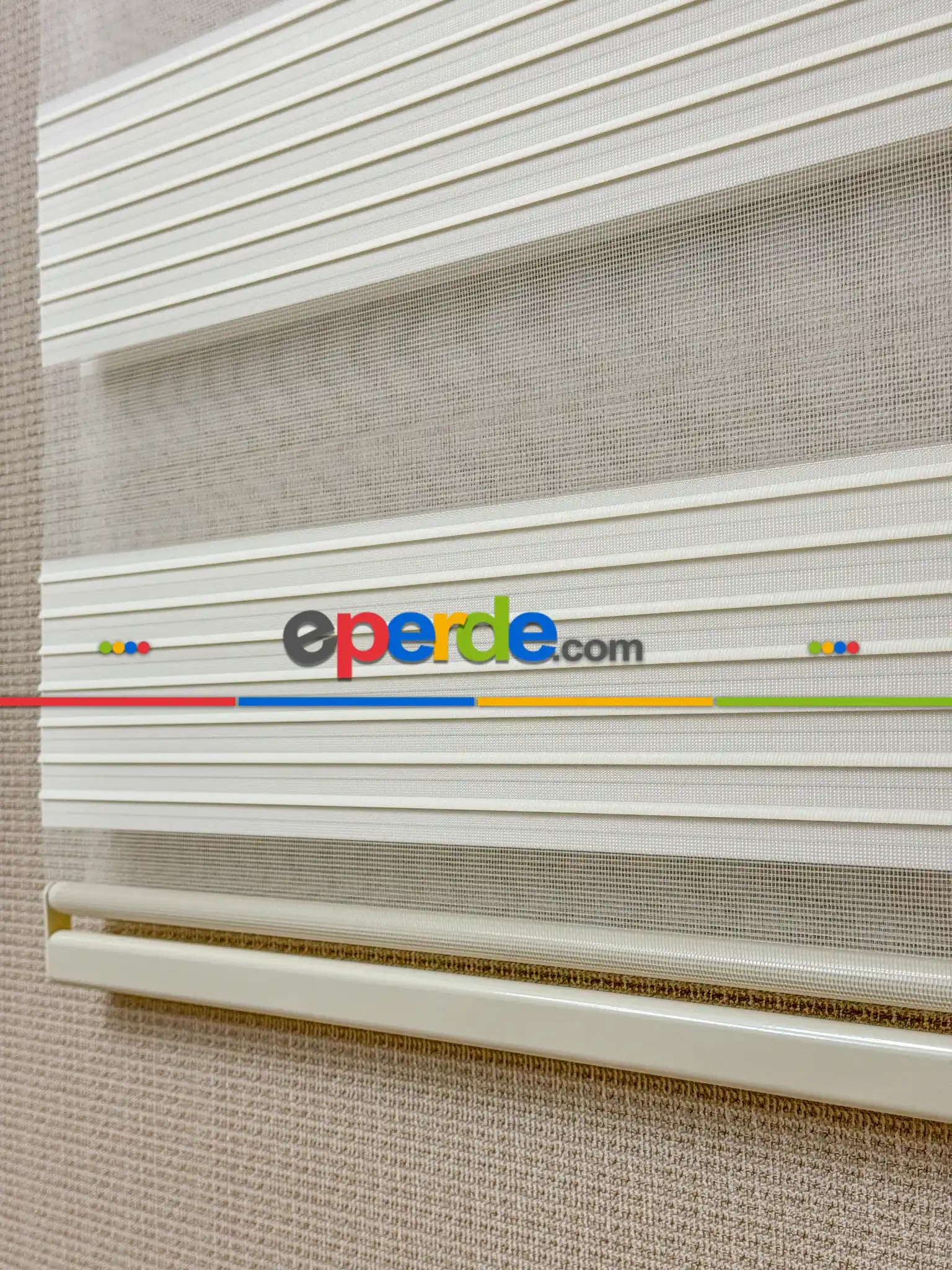 Yatak Odası - Krem Rengi Yüksek Kalite Pliseli Zebra - Kornişe Kolay Montaj Ayağı Seçenekli - Standart Metal Kasalı - Açıklamada Videosu Vardır.