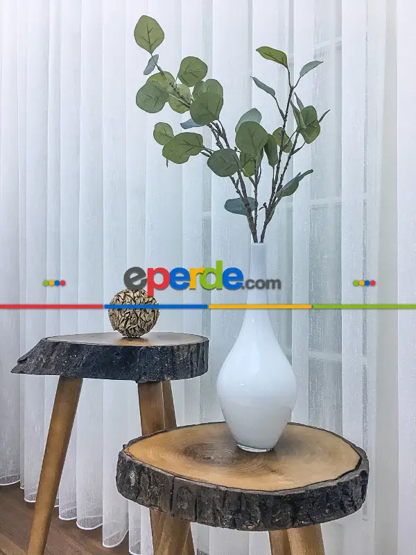 Ütü Gerektirmeyen Dertsiz Keten Şantuk Düz Tül Perde 2025 Premıum++ Ekru - Kurşunlu Tül