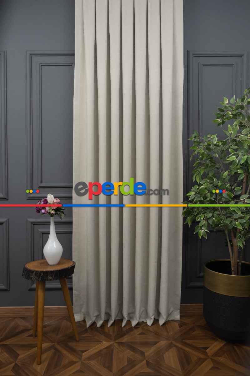 Açık Gri Düz Fon Perde En Dökümlü Fon Perde 04