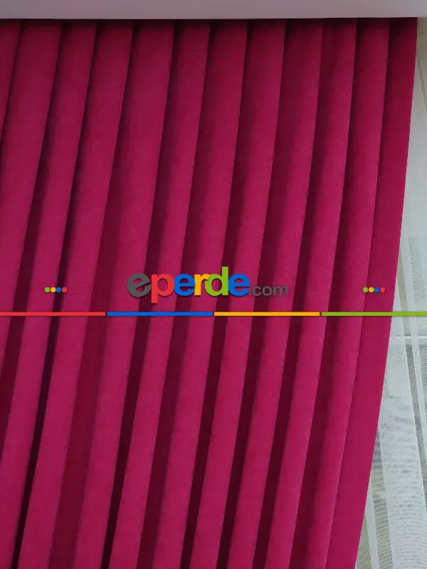 Salon Fuşya Rengi - Düz Fon Perde (  Dökümlü Fon Perde)- Fuşya