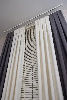 Krem Ve Füme Kombinli Fon Perde - Kadife Dokulu