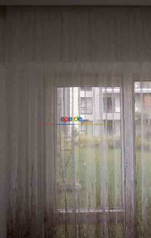 Hazır Ölçülü Modern Koyu Kahverengi Desenli Degrade Geçişli Yüksek Kalite Örme Tül Perde