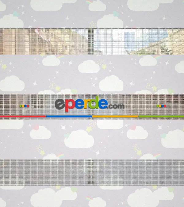 Bulut Desenli Baskılı Zebra Perde- Çok Renkli