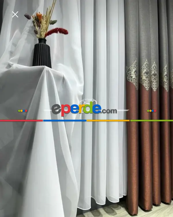 Salon - Brillant Düz İpek Silikon Lüx Tül Perde