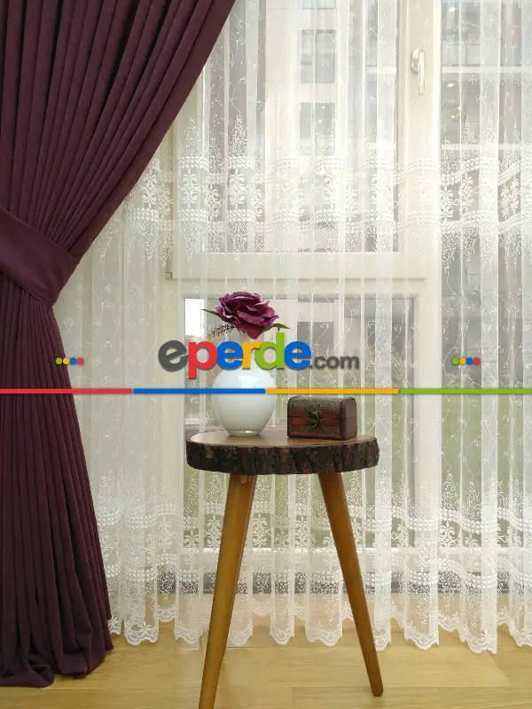 Saon Perdesi - Mürdüm Düz Sade Fon Perde (  Dökümlü Fon )- Mürdüm