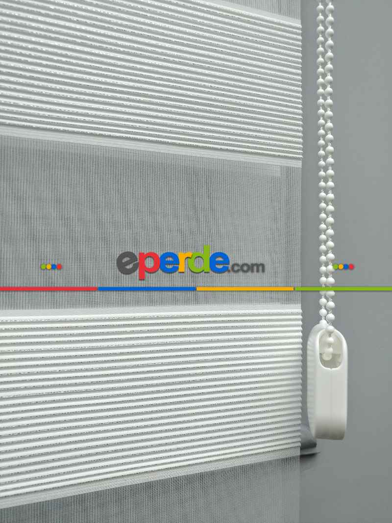 2025 Sezonu - Zebra Perde - Micro Plise (pileli) Zebra Perde- Beyaz