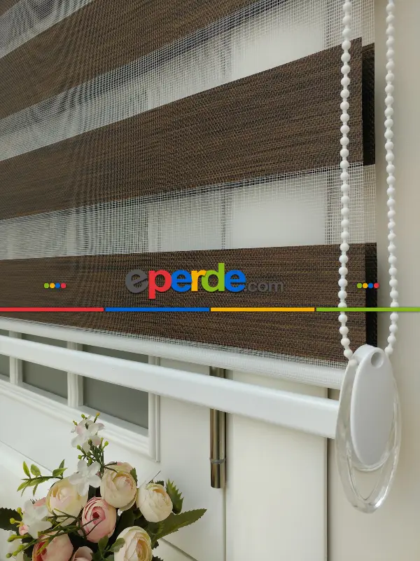 #üreticifirma %40 İndirimli Lüx Bambu Zebra Perde Ahşap Görünümlü -acı Kahve- Acı Kahve