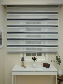 Mutfak - Zebra Perde - Degrade Renk Geçişli Pileli Zebra Perde- Siyah-beyaz