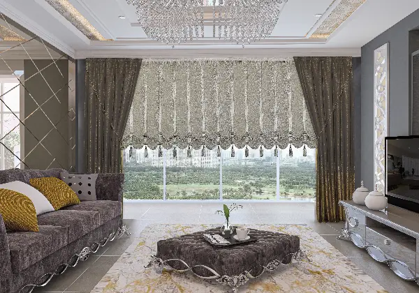 Drape Dar Bant Kadife Bantlı Yarım Şelale İp Perde Gri Gümüş Simli- Gri-füme-antrasit-gümüş Simli