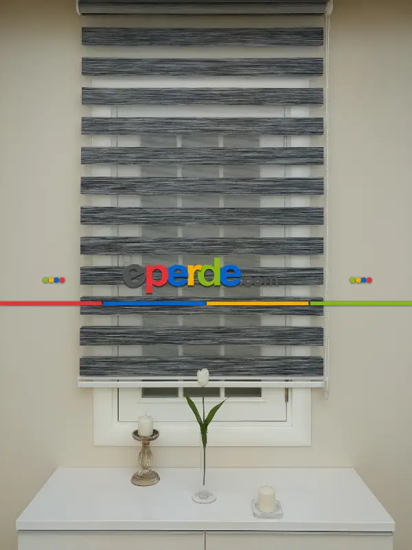 Mutfak Zebra Perde Düz Seri- Füme