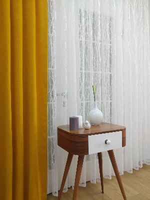 Ağaç Dalları Desenli Tül Perde- Ekru