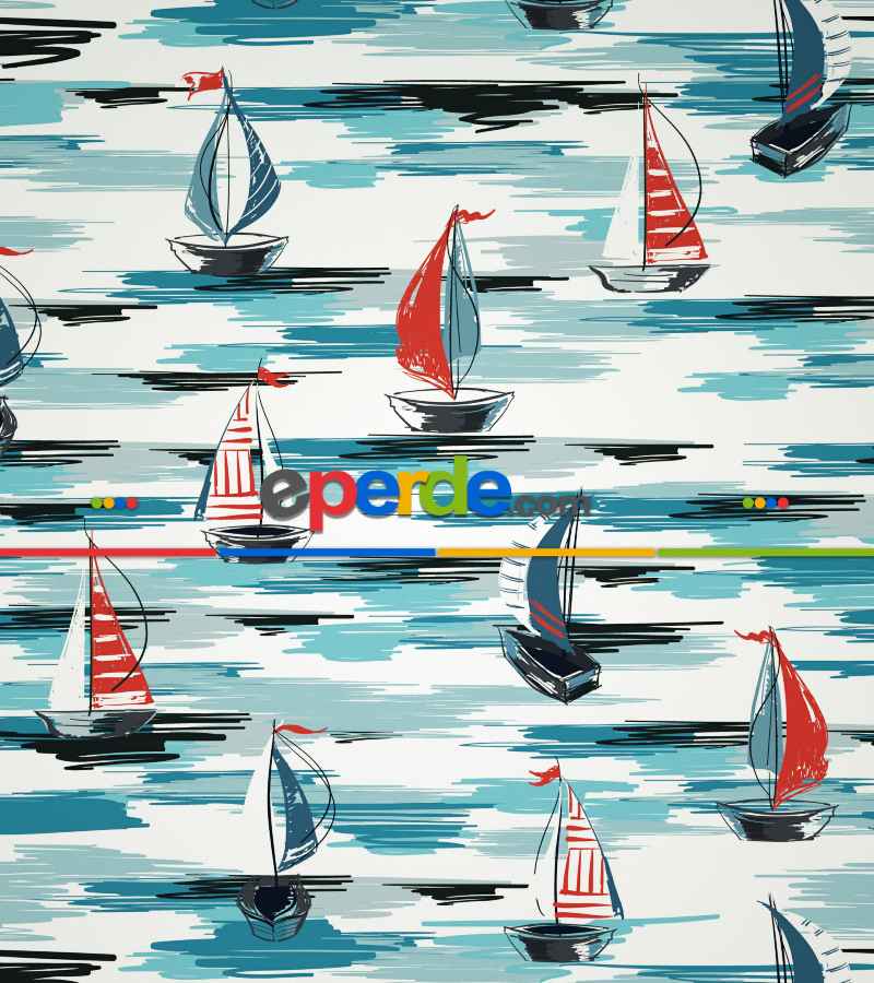 Yelkenli Desenli Baskılı Stor Perde- Çok Renkli