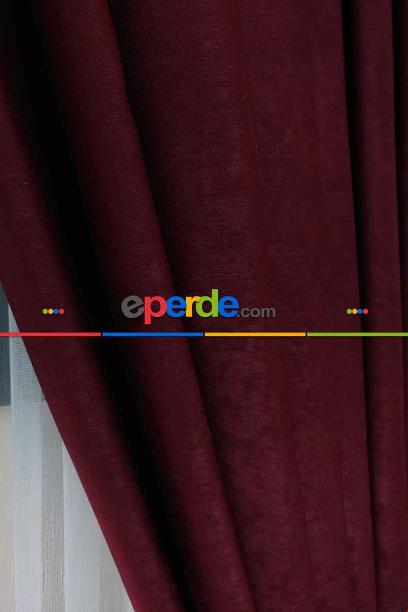 Soft Fon Perde Bordo Kumaş Kanat Yan Perde- Bordo