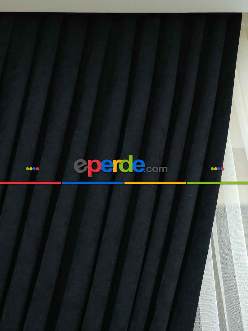 Bebek Odası - Siyah Düz Fon Perde 843