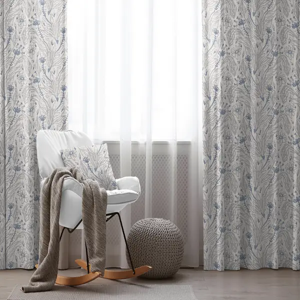 Oturma Odası Fon Perde Evim1598 Kumaşı Kalındır Duck Bezi Değildir- Mavi-beyaz