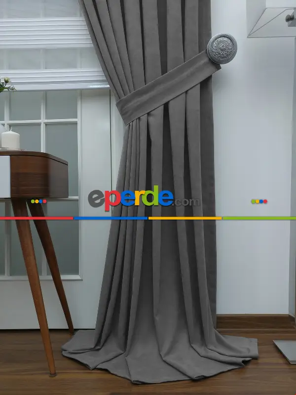 Toprak Gri Düz Fon Perde (280 Eninde)- Gri-füme-antrasit