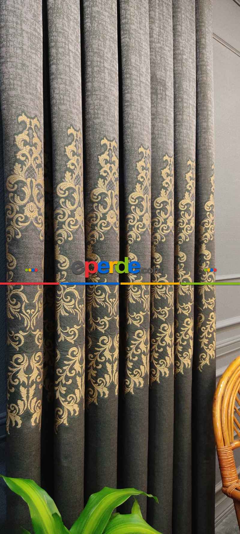 Salon Fon Perde - Kahverengi Desenli Fon Perde, Adet Fiyatıdır, İstediğiniz Boy Ölçüsünde Dikilir, Eni 50 İla 100cm Arası Seçenekler, Sık Piledir 100cm X 1cm 
