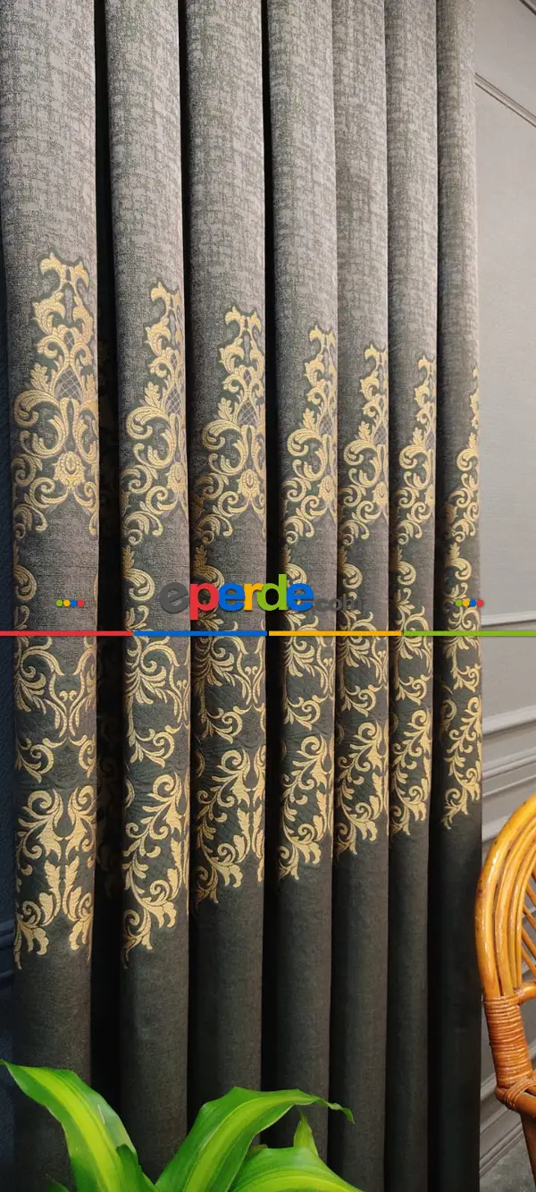 Yatak Odası - Kahverengi Desenli Fon Perde, Adet Fiyatıdır, İstediğiniz Boy Ölçüsünde Dikilir, Eni 50 İla 100cm Arası Seçenekler, Sık Piledir 100cm X 1cm 