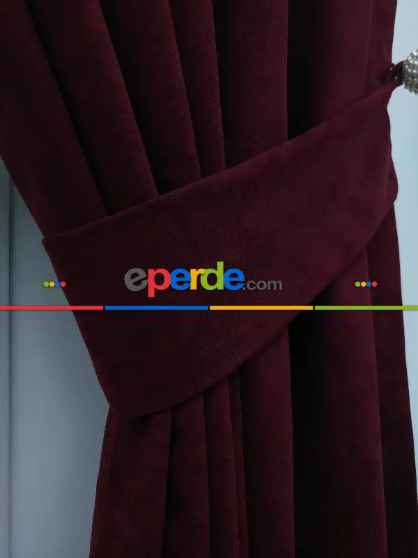 Bordo - Düz Fon Perde- Bordo
