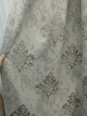 Lüx Jakar Çift Yüzlü Damaks Desenli Fon Perde - Taş Rengi - Altın Hazır Dikili Tek Kanat Sıkpile- Altın-Taş Rengi 100cm X 265cm 