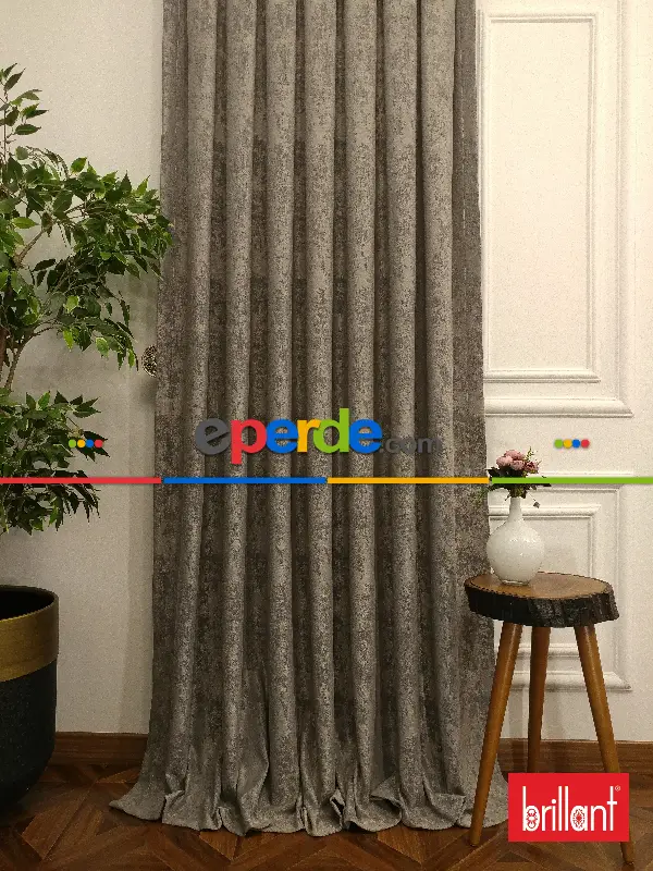 Brillant Jakar Fon Açık Vizon Renk Düz Fon Perde - Sütlü Kahve