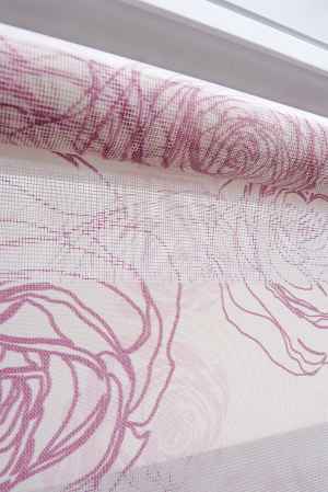 Çiçek Desen Zebra Perde- Pembe