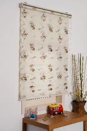 #üreticifirma %40 İndirimli Mickey Mouse Desenli Zebra Perde- Kahverengi-krem