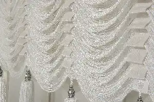 Drape Dar Bant Kadife Bantlı Yarım Şelale İp Perde Beyaz- Beyaz
