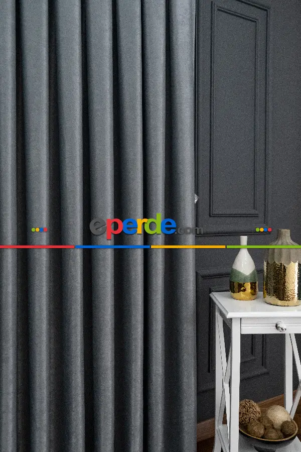 Yatak Odası - Soft Gri Yumuşak Dökümlü Fon Perde (180)- Gri-füme-antrasit