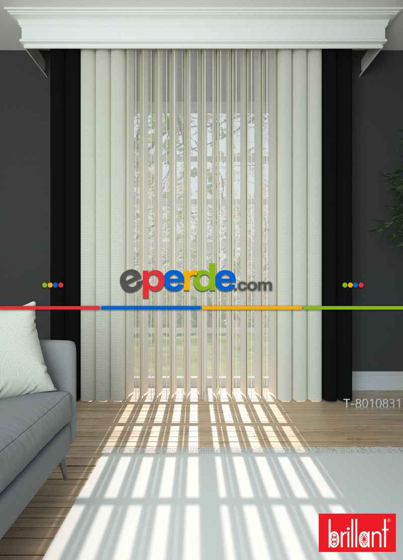 Brillant Akıllı Tül Siyah-açık Krem Perde Tül Dikey Zebra Perde Düz 1. Kalite